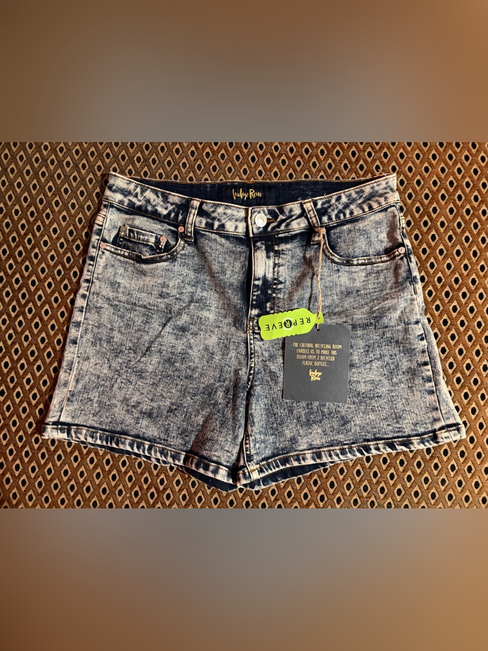 Indigo Rein Acid Wash Blue High Waist Women’s Shorts